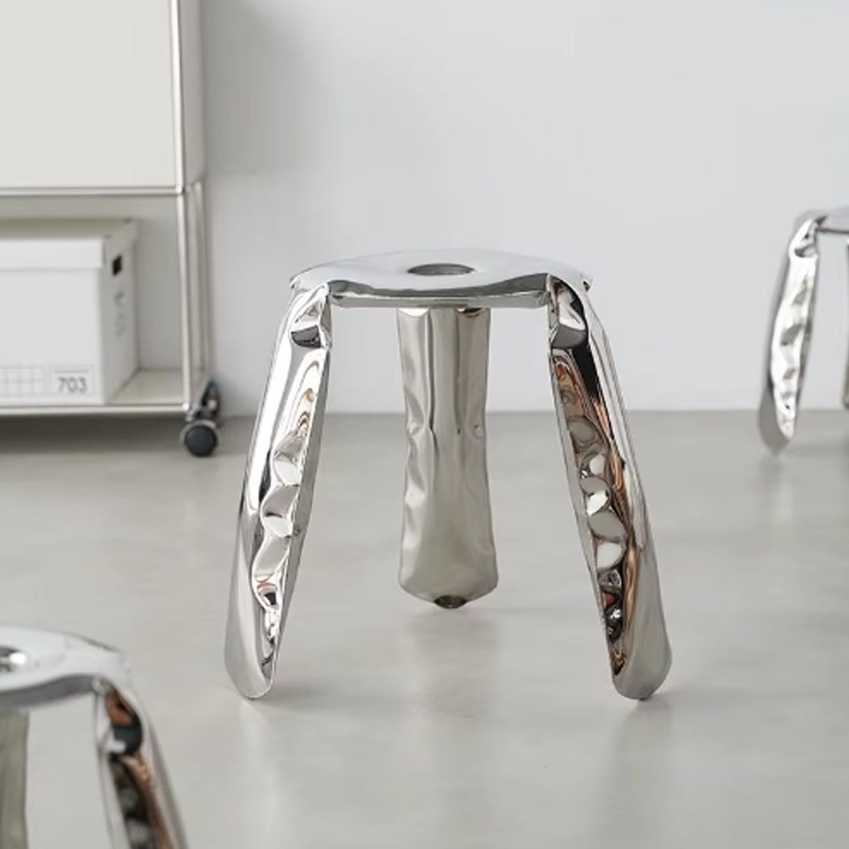 Minimalist Crumpled Design Stainless Steel Stool