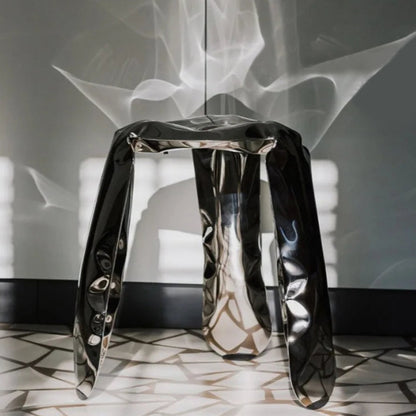 Minimalist Crumpled Design Stainless Steel Stool