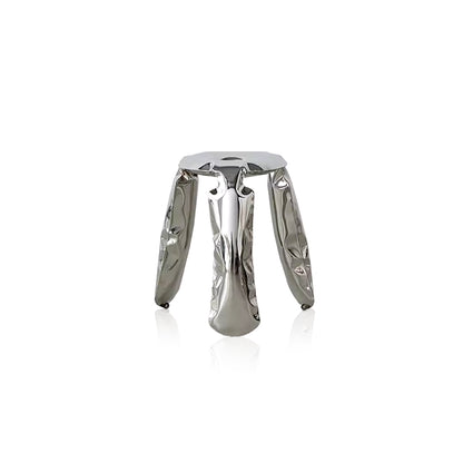 Minimalist Crumpled Design Stainless Steel Stool