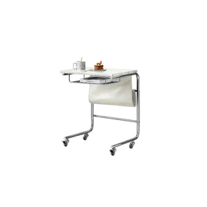 Movable Stainless Steel Midcentury Retro Magazine Rack Table