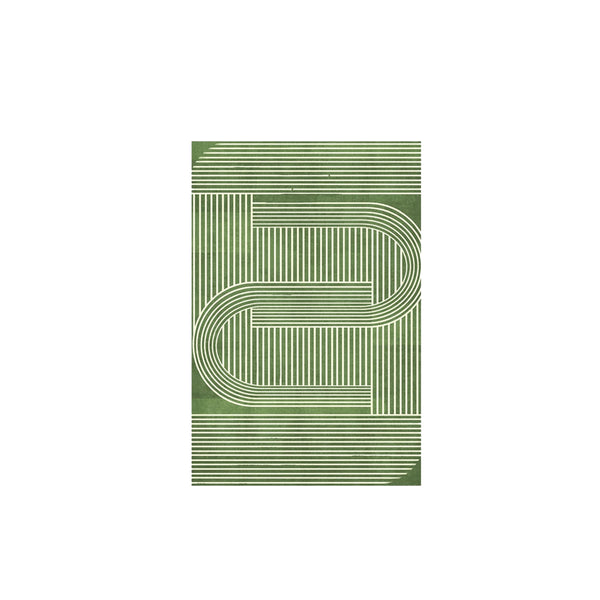 Nordic Green Stripe Carpet Area Rug