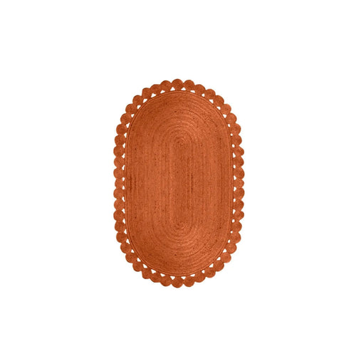 Orange Oval Boho Hand-Braided Jute Rug [Exclusive]