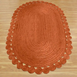 Orange Oval Boho Hand-Braided Jute Rug [Exclusive]