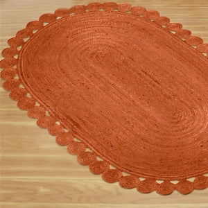 Orange Oval Boho Hand-Braided Jute Rug [Exclusive]