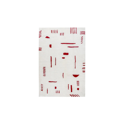 Roter Teppich mit Retro-Abstraktmuster