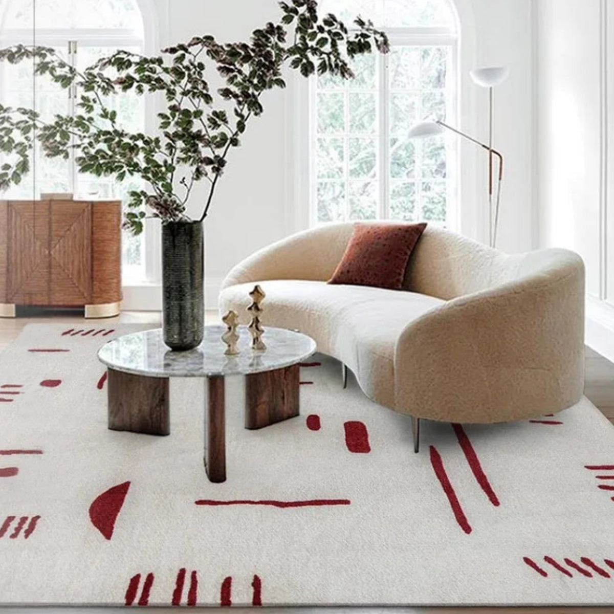 Retro Abstract Pattern Red Carpet Area Rug