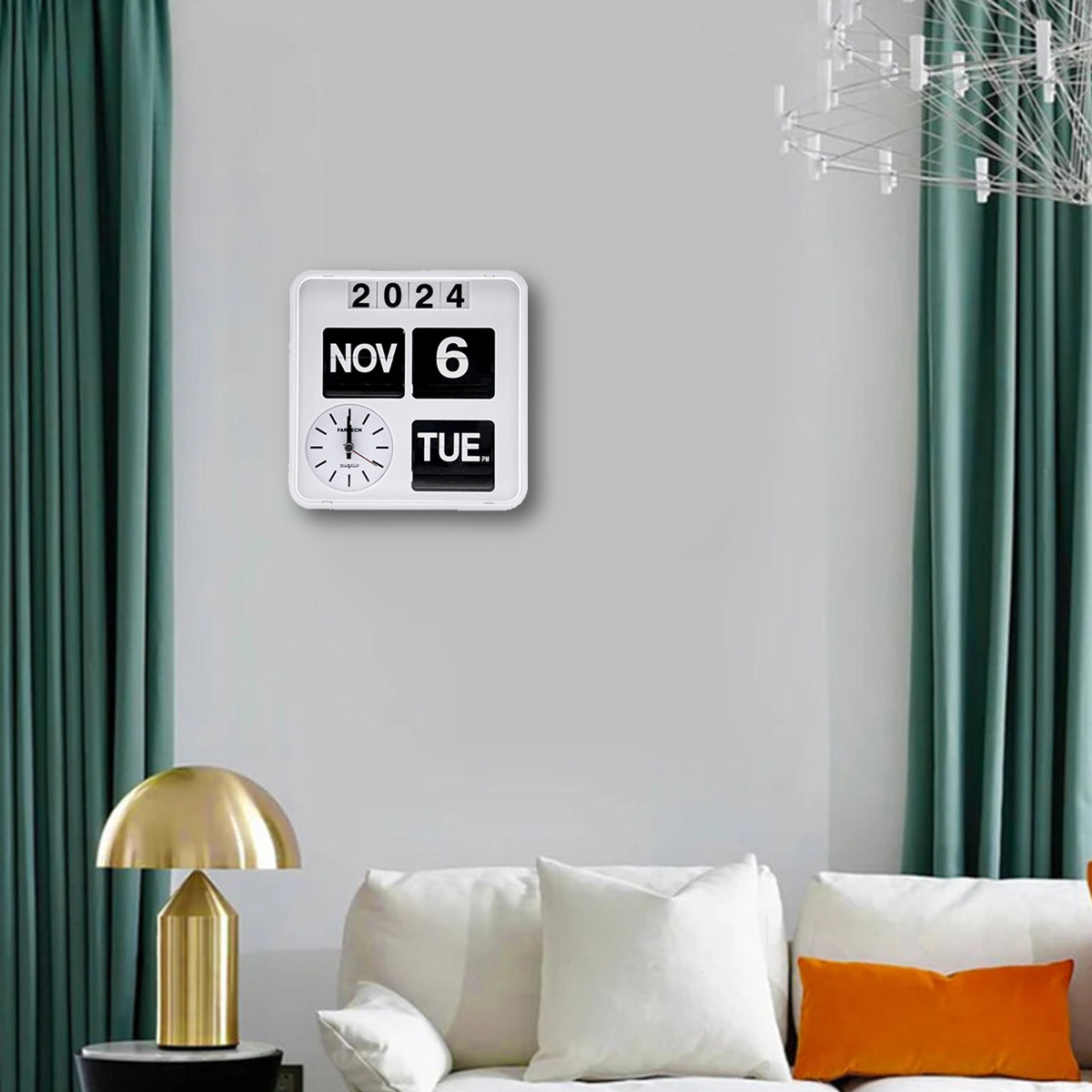 Reloj calendario con tapa de estilo retro para montar en la pared