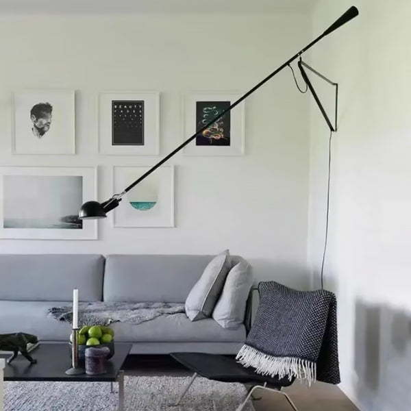 Applique murale industrielle à intensité variable et à long mât rotatif