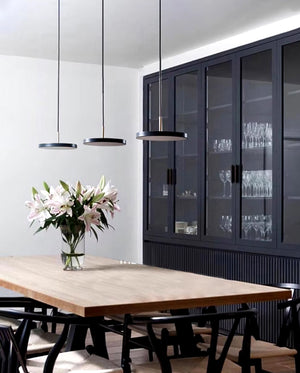 Plafonnier suspendu à plaque ronde avec télécommande