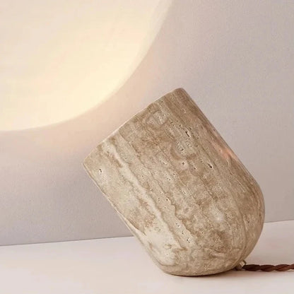 Modern Travertine Stone Table & Floor Lamp