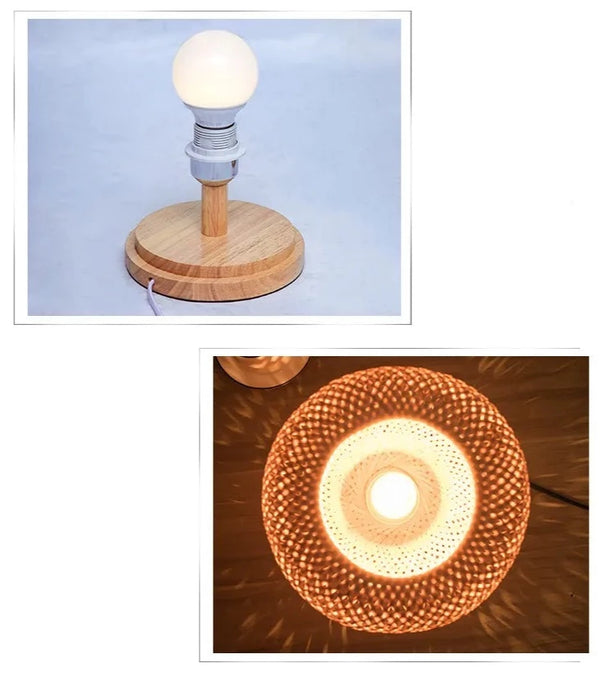 Vintage Wicker Dimmable Table Lamp