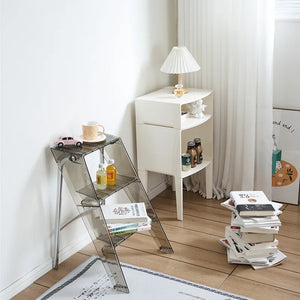 Transparente faltbare 3-Stufen-Leiter aus Acryl