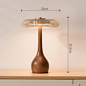 Copper Wood Vase Glass LED Desk Lamp