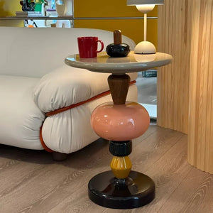 Modular Color-Stack Pedestal Side Table