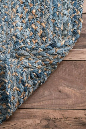 Hand-Braided Natural Jute and Denim Rug [Exclusive]