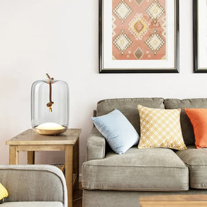 Lampe de table nordique en verre avec corde