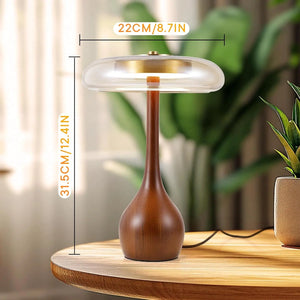 Copper Wood Vase Glass LED Desk Lamp