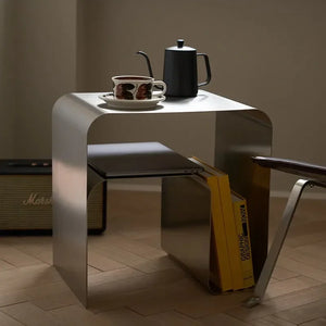 Minimalist Bent Stainless Steel Side Table [Exclusive]