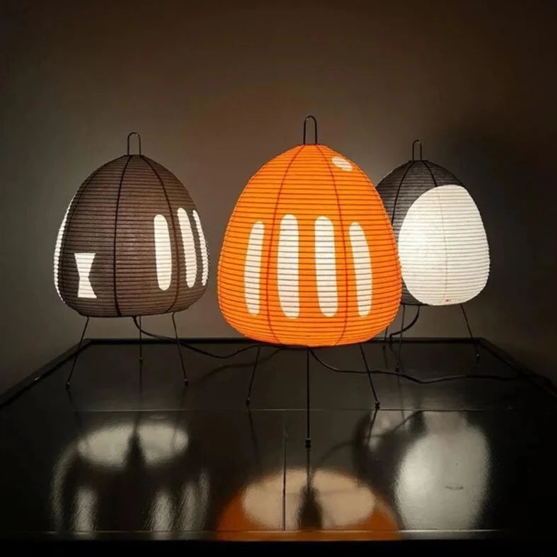 Colored Japanese Wabi-Sabi Style Rice Paper Lantern Lamp