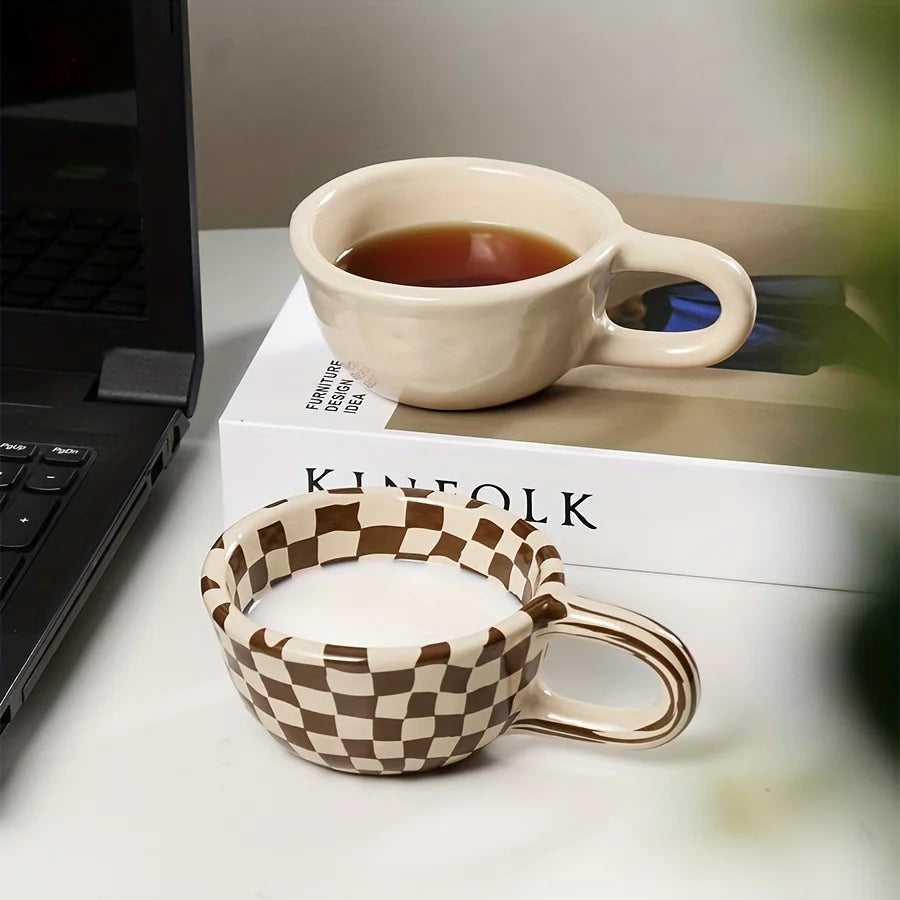 Ceramic Plaid Coffee Cup