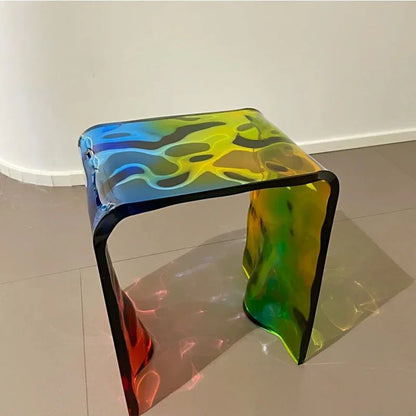 Rainbow Water Wave Acrylic Art Coffee Table