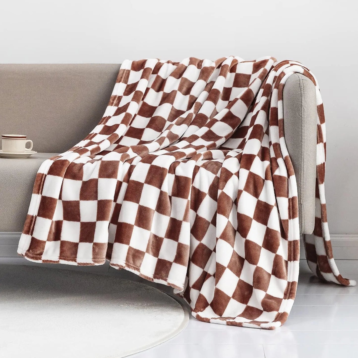 Checker Board Lattice Plaid Throw Blanket