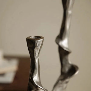 French Retro Carved Alloy Candlestick Holder
