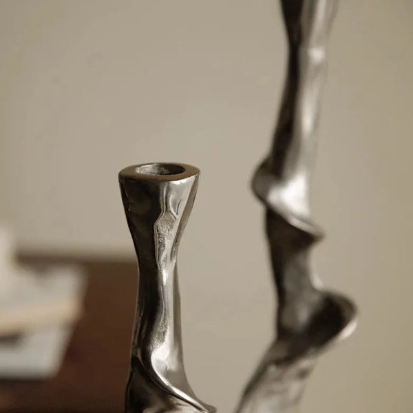 French Retro Carved Alloy Candlestick Holder