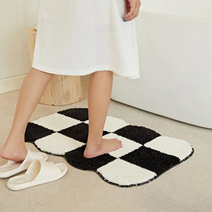 Mono Design Checker Grid Tufting Bath Mat