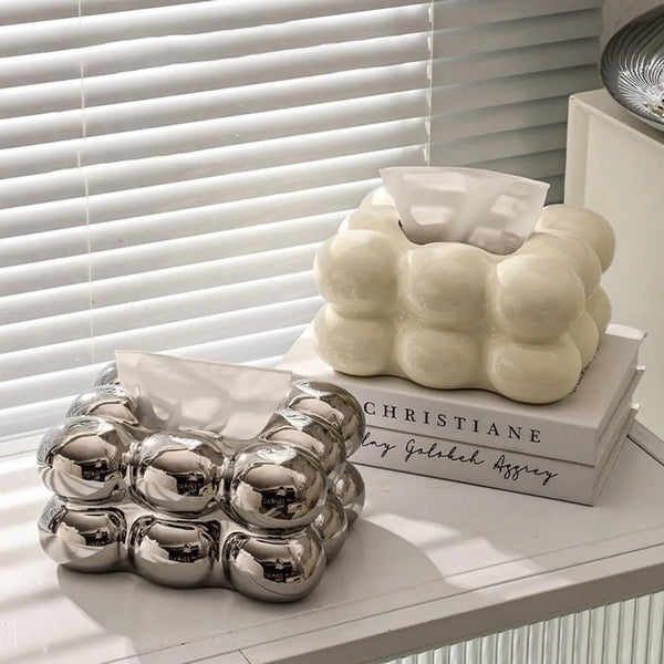 Taschentuchhalter „Marshmello“ aus Keramik mit Blasenmotiv