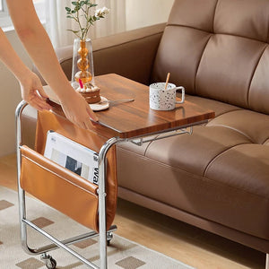 Movable Stainless Steel Midcentury Retro Magazine Rack Table