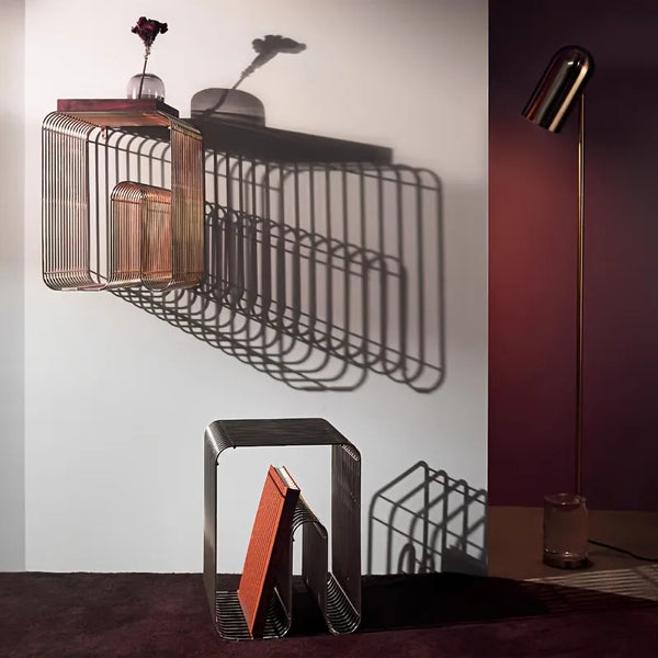 Geometric patterned magazine rack