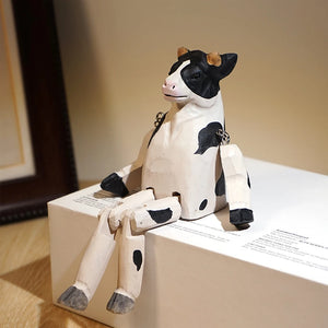 Hand-Carved Wooden Cow Puppet