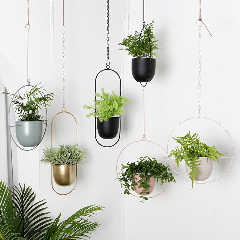 Swinging Chain Metal Hanging Flower Pot