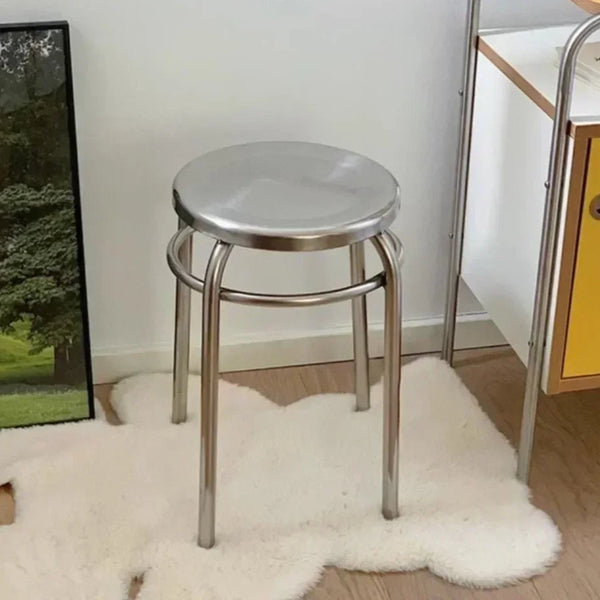 Studio Lima Stainless Steel Accent Round Stool