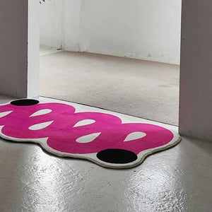 Pink Wave Design Area Carpet Rug