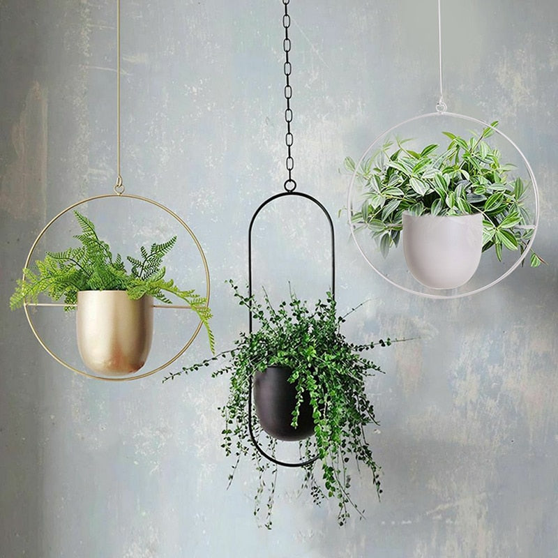 Swinging Chain Metal Hanging Flower Pot