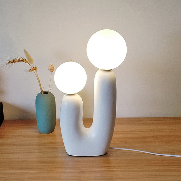 Organic Shape Twin Ball Table Lamp