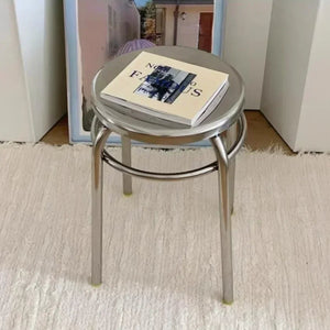 Studio Lima Stainless Steel Accent Round Stool