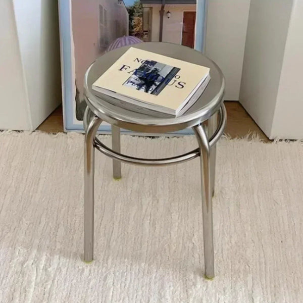 Studio Lima Stainless Steel Accent Round Stool