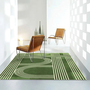 Nordic Green Stripe Carpet Area Rug