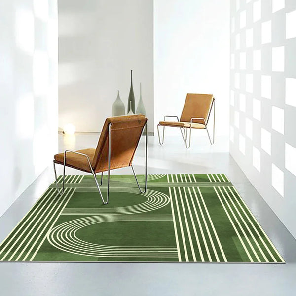 Nordic Green Stripe Carpet Area Rug
