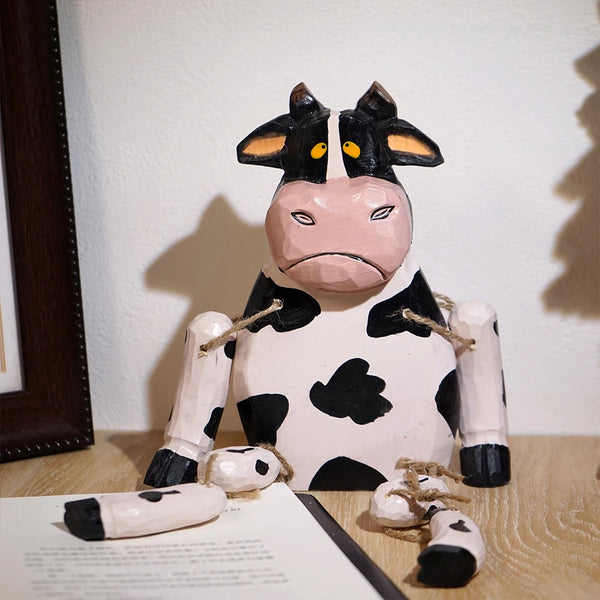 Hand-Carved Wooden Cow Puppet