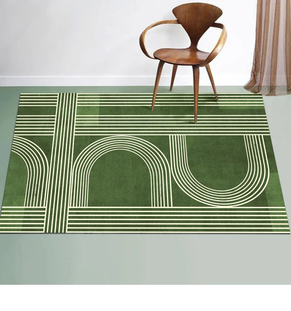Nordic Green Stripe Carpet Area Rug