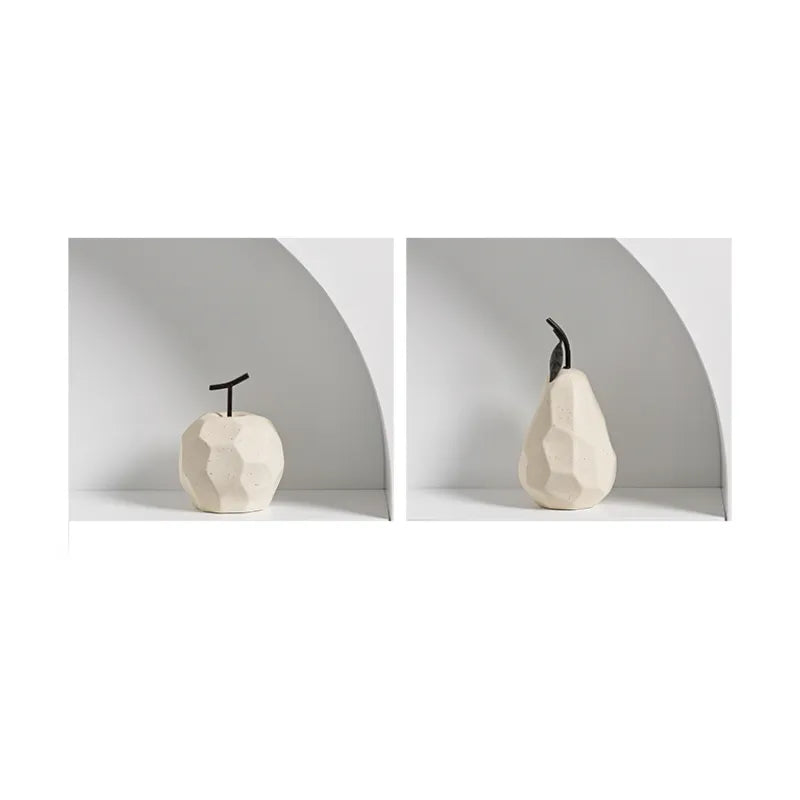 Nordic Hand-Crafted Off White Ceramic Apple and Pear