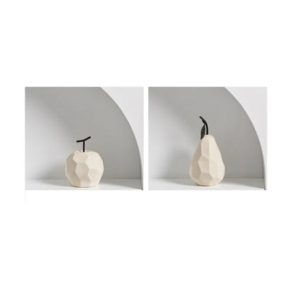 Nordic Hand-Crafted Off White Ceramic Apple and Pear