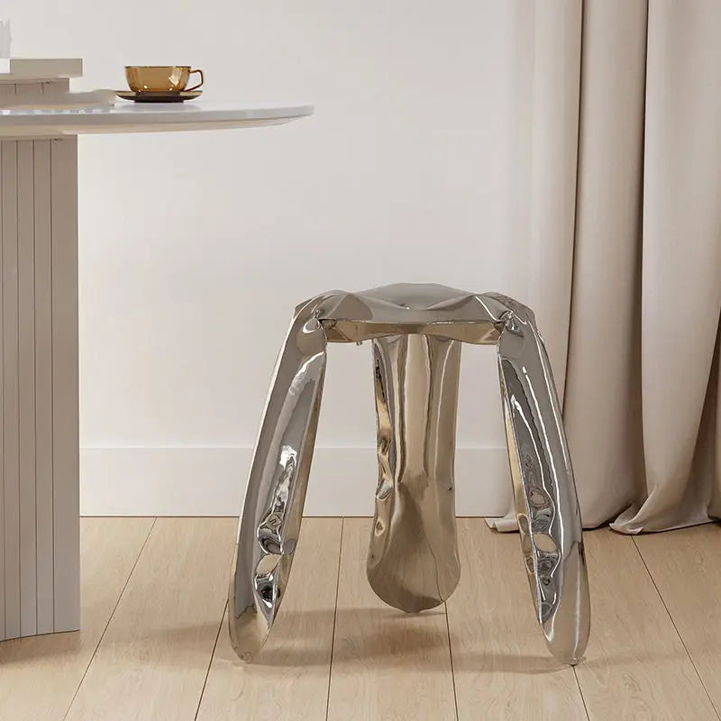 Minimalist Crumpled Design Stainless Steel Stool