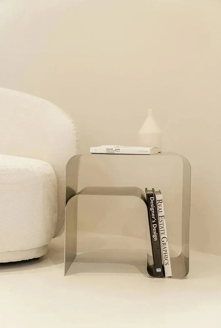 Minimalist Bent Stainless Steel Side Table