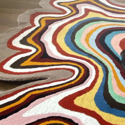 Irregular Rainbow Plush Carpet Area Rug