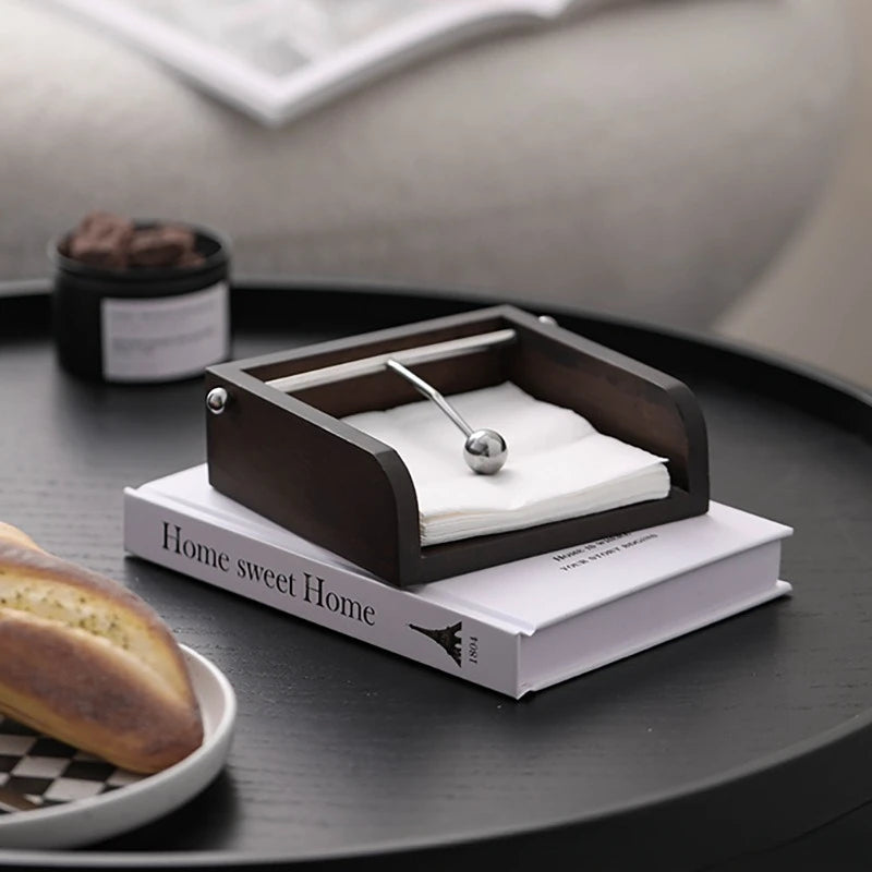 Wooden Stainless Steel Ball Napkin Holder